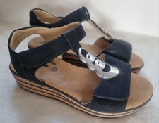 Pavers Women's Black Wide-Fit Dual-Touch-Fasten Sandals Size uk 5/38 Rrp£39.99