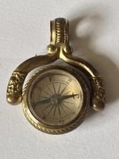 Antique Victorian Gilt Metal Swivel Compass Fob Watch Pendant