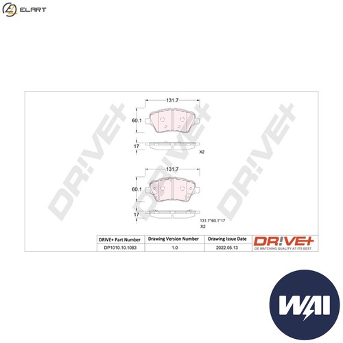 Brake pad set - disc,
