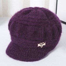 Pumpkin Beret Hat Double Layers Protection Caps Peaked Cap Women's Knitted Hat