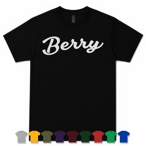 Berry retro script shirt - berry, t-shirt
