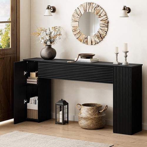 Mossora 155cm black fluted - black,