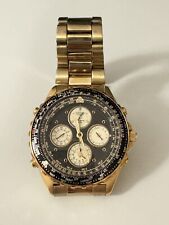 Vintage Seiko 7T34-6A00 Gold Tone Flightmaster Pilot's Chronograph Men 1990-1999