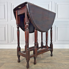 Antique Wooden Turned Drop Leaf Table Gate Leg Sofa Small Dining English Vinatge