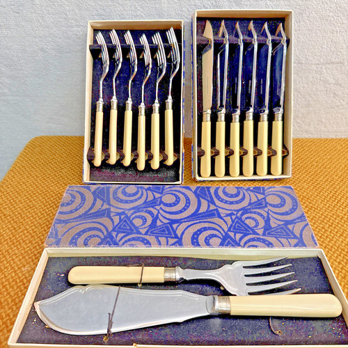 Vintage art deco fish cutlery - deco,