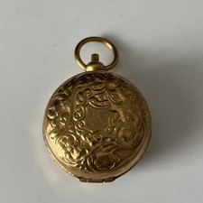 Antique Gilt Metal Sovereign Round Holder Chased Foliate Decoration 