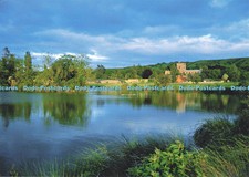 D139459 Edington Priory Church Wiltshire View from lake of former monastery Jarr
