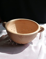 Vintage Clay Colander Pottery Strainer Primitive Slip Decoration Farmhouse
