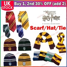 Harry Potter Scarf Hat Tie Gryffindor Slytherin Ravenclaw Hufflepuff Gift Xmas