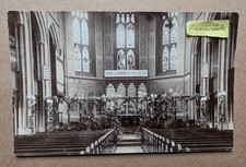 OLD PHOTO POSTCARD CHURCH RELIGION STAIN GLASS ALTAR PEW SOCIAL HISTORY PS 296