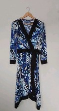 Julien Macdonald  Hankerchief Hemline Midi Dress Blue Multi Size 10 Petite QVC. 