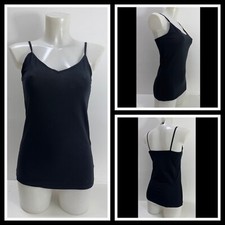 Ex M&S Cotton Blend 3  Pack Cami Vest In Black  Size 6-20