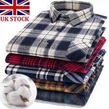 UK Men's New Plaid Tartan Brush Cotton Flannel Casual Long Sleeve Generous Shirt