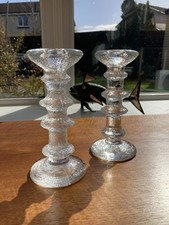 Pair Littala FESTIVO 4 Ring Glass Candle Holder Timo Sarpaneva Finland, Stunning
