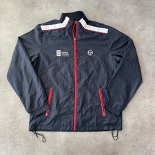 Sergio Tacchini Track Jacket Mens XL Vintage Tennis Windbreaker, Black