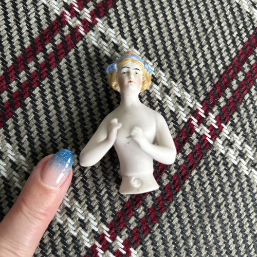 Antique porcelain half doll - porcelain,