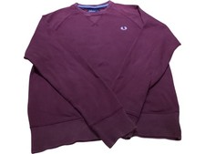 Fred Perry Sweatshirt Men's S Burgundy Cotton Crew Neck Logo Casual