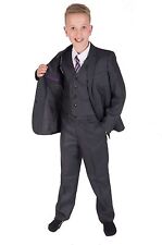 Boys Grey Suits 5 Piece Wedding Suit Page Boy Party Prom Suit 2-15 Years