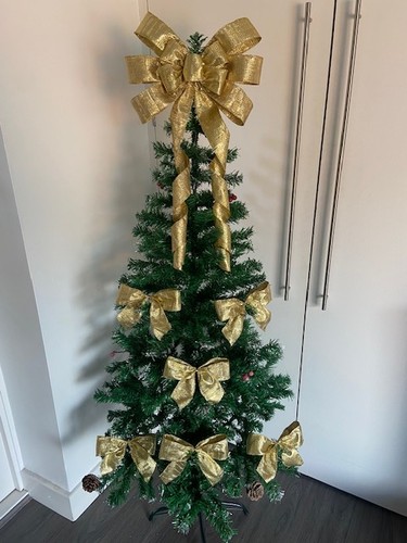 Gold christmas tree topper bow - tree,