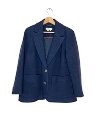 Boden Navy Blue Wool Blend Blazer Womens Jacket Size 14 Petite