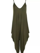New Womens Ladies Cami Strappy Lagenlook Romper Baggy Hareem Jumpsuit Playsuit