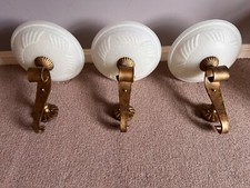 Set of 3 x Art Deco Wall Lights Sconces with glass bowls original from a theatre