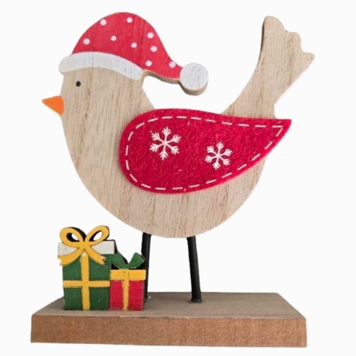 Festive robin bird - festive, wooden