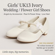Angels by Accessorize Girls UK13 Ivory Wedding / Flower Girl Shoes | Pearl Strap