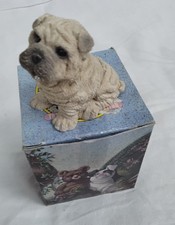 Stone Critters Shar Pei Puppy Figurine on Display Box - K19