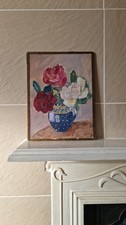 Vintage French Painting Still Life Floral - Rustic Farmhouse Bloomsbury 