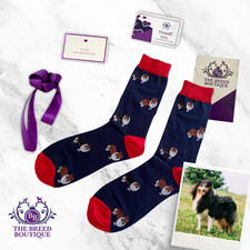 ROUGH COLLIE DOG PRINT SOCKS