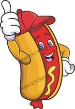 Hot Dog Mascot Cap sticker