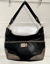 RALPH LAUREN BLACK SHOULDER HANDBAG SPORTS STRAPS SILVER HARDWARE