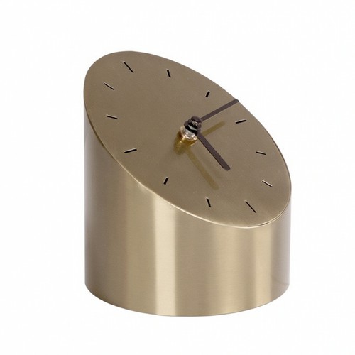 Metal clock with - angled, face