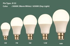 B22 Bayonet     5W 7W 9W 12W