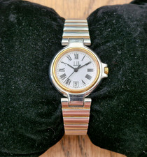 DUNHILL MILLENNIUM LADIES DATE QUARTZ STEEL TWO TONE WATCH SPARES OR REPAIR