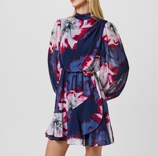 Ted Baker Aracely Printed Long Sleeve Mini Dress Navy Size UK 10 RRP £159 BNWT 