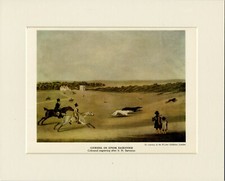 GREYHOUND COURSING ON EPSOM RACECOURSE 1940'S DOG PRINT MOUNTED READY TO FRAME