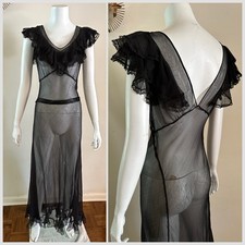 1930s Sheer Black Bias Cut