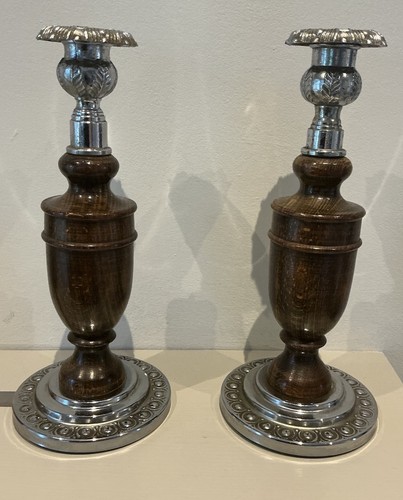 Pair oak wood - pair, chrome