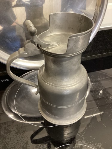 Vintage belgian pewter lidded - belgian,