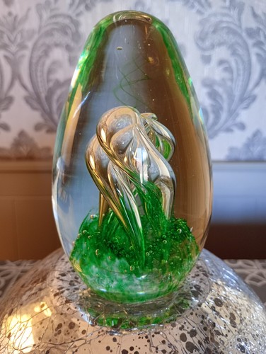 Vintage green egg shaped glass - vintage,