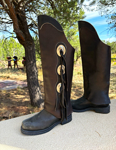 Leather legs black half - leather,