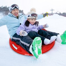 Downhill Snow Scooter Kids Round Sled Red Skiing Board Scooter Grass&Sand Skiing
