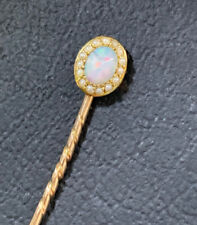 Antique Stick Pin, Opal Cabochon & Pearl 18ct & 9ct Gold
