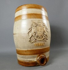 Antique Gin Barrel Glazed Stoneware c1900 with Royal Crest Victorian Pub Display