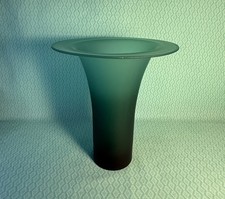 Large green misted glass vase