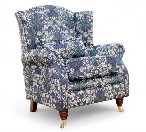 Blue fabric floral chair - blue,