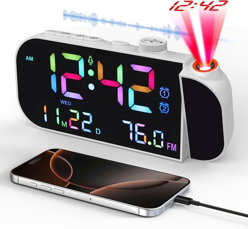 Projection alarm clock with - clock,