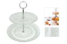 2/3 Tier Cake Stand Glass Muffin Cupcake Embossed Afternoon Tea Serving Platter